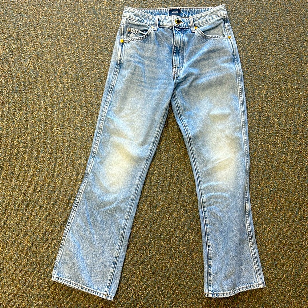 Khaite Vivian vintage blue denim boot cut flare jeans